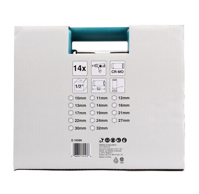 Makita E-16586 Krafthylsa set 1/2" 14-delar