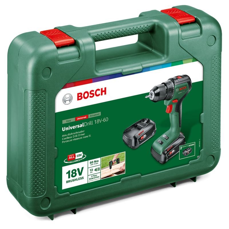 Bosch UniversalDrill 18V-60 Borrskruvdragare 18V (2x2,0ah)