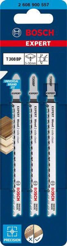 Bosch Expert ‘Wood 2-side clean’ T 308 BP sticksågblad, 3 st