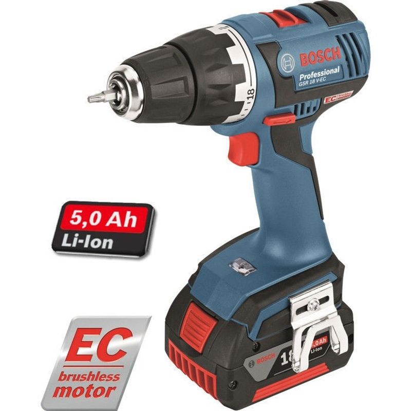 Bosch GSR18V-EC Borr-/skruvdragare 18V (2x5,0Ah)
