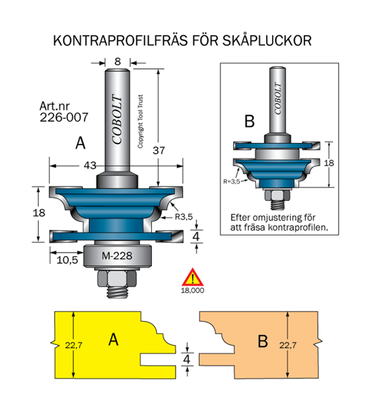 Cobolt Kontraprofilfräs D=43 Not=4