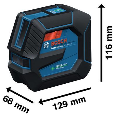 Bosch GLL 20-22 G Kors-/Linjelaser med grön laserstråle (4xAA)