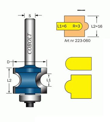 Cobolt Halvstavfräs R=3 L1=6 L2=16