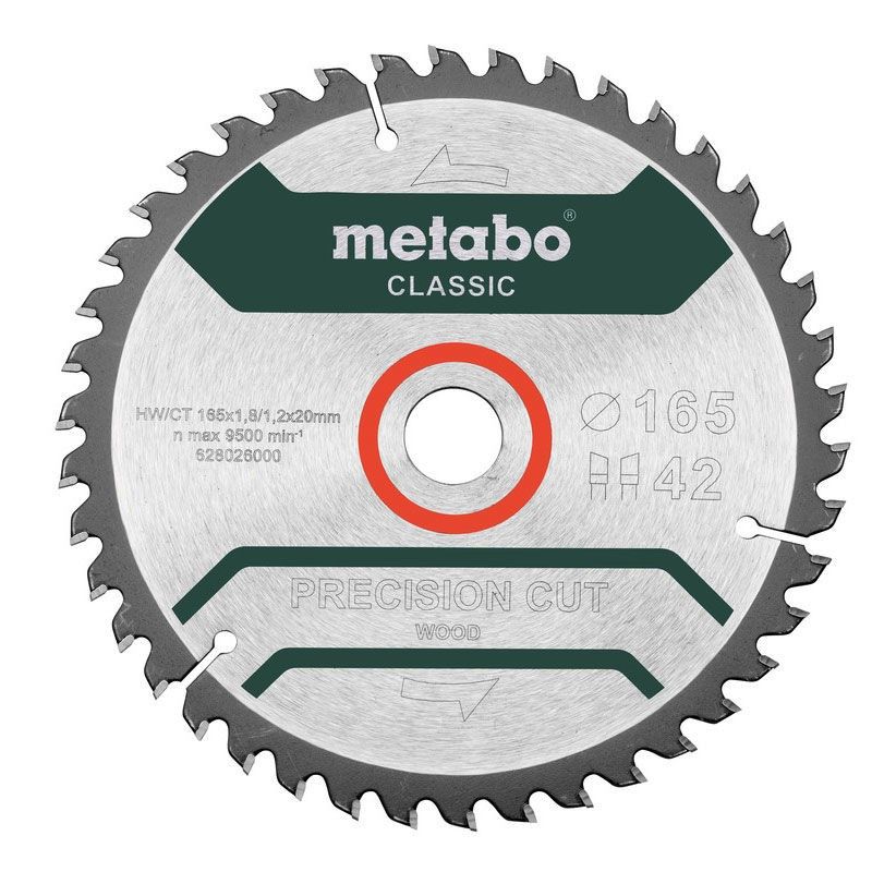 Metabo Cirkelsågsklinga Precision cut wood - classic 165x20 Z42 WZ 5°