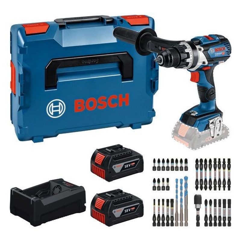 Bosch GSR 18V-110 C Skruvdragare 18V 2x5,0Ah med bitssats i L-BOXX