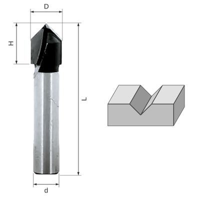 Delver Fasfräs/V-spårfräs 90° Ø9,5 mm – skaft 8 mm