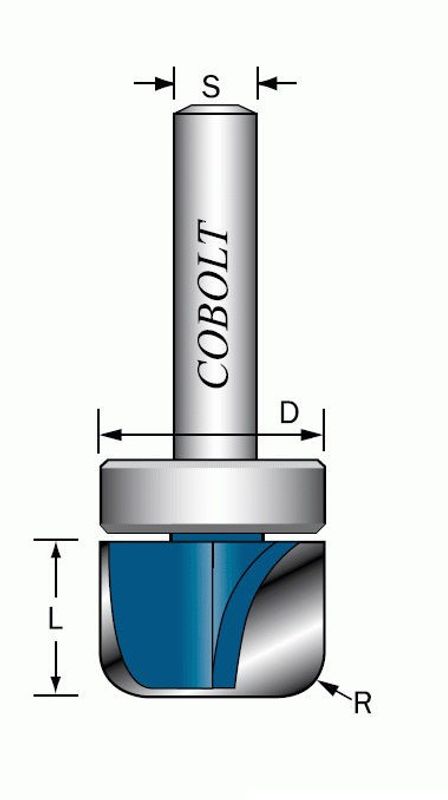 Cobolt Kanalfräs m lager R=5 D=28 L=16 S=8