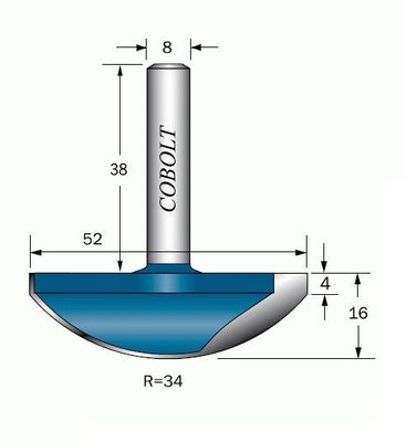 Cobolt Skålfräs D=52 R=34 L=16