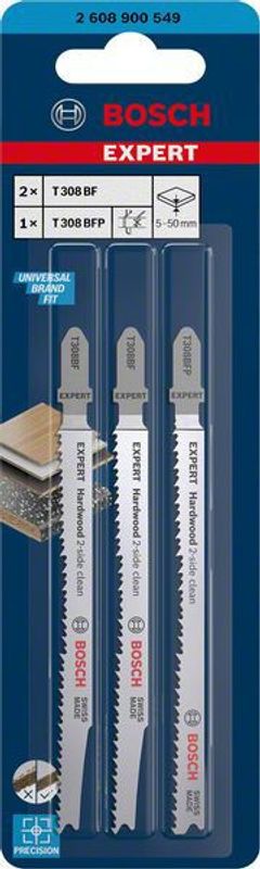 Bosch Expert 'Hardwood 2-side clean' sticksågbladsats T308BF/BFP, 2 delar