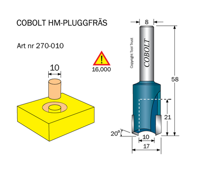 Cobolt HM Pluggfräs D=10 S=8