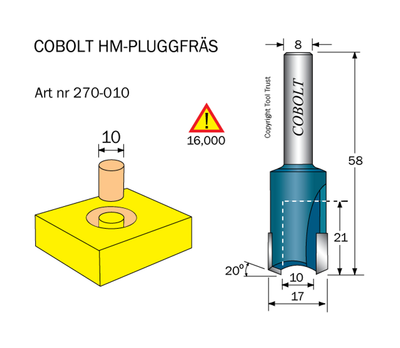 Cobolt HM Pluggfräs D=10 S=8