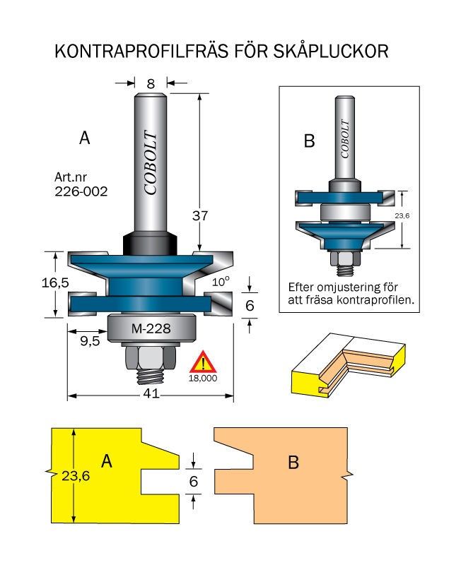 Cobolt Kontraprofilfräs D=41, Not=6 S=8