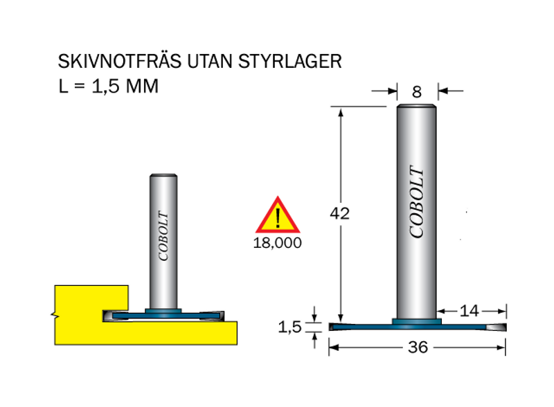 Cobolt Skivnotfräs L=1.5 D=36 S=8