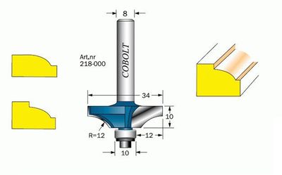 Cobolt Kvartsstavfräs flack R=12 D=40