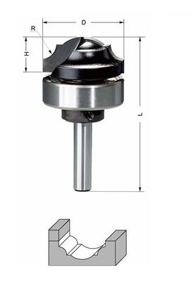 Delver Dekorfräs 35x16xR12.7/R6.35x67,5 S=8