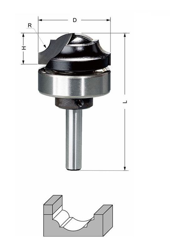 Delver Dekorfräs 35x16xR12.7/R6.35x67,5 S=8