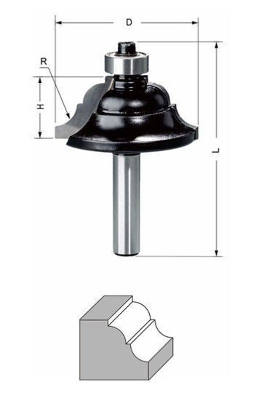 Delver Kantprofilfräs R4.8 35x15.9x57 S=8