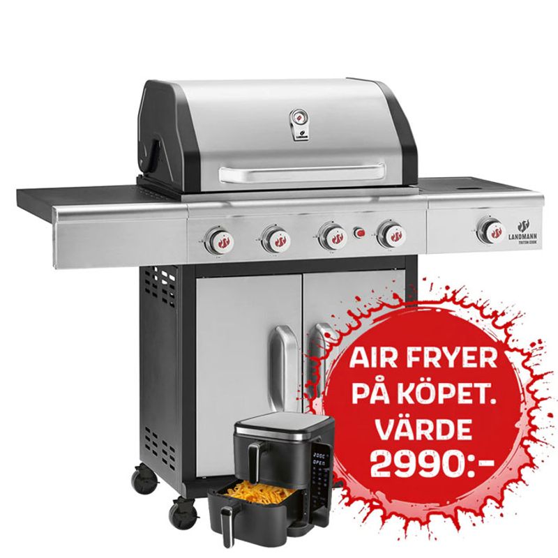 Landmann Triton 4.1 cooK gasolgrill med kokplatta 3,5 kW Rostfritt 4-brännare