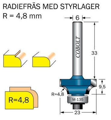 Cobolt Avrundningsfräs R=4.8 D=22,6