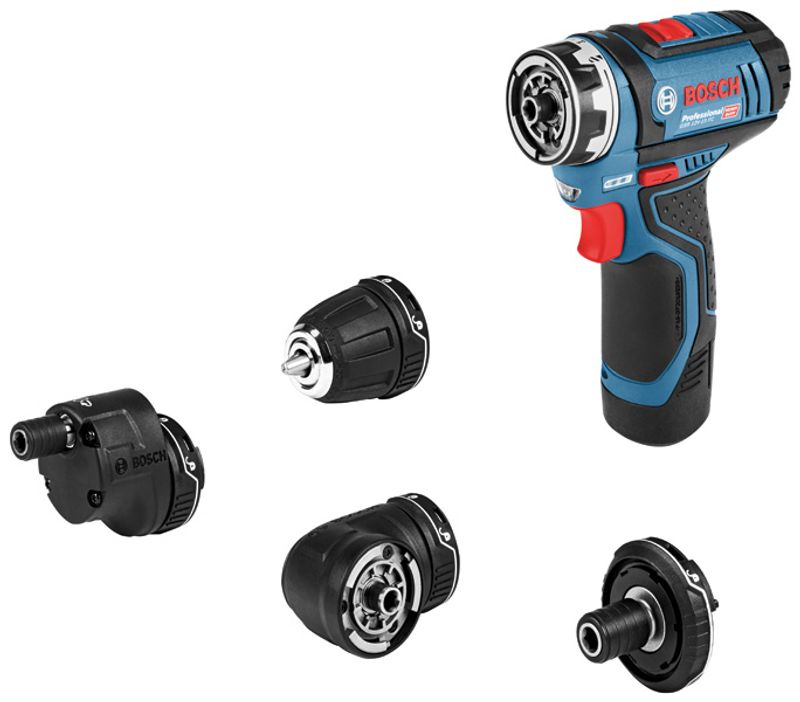 Bosch GSR 12V-15 FC Borr-/skruvdragare 12V inkl. 3st chuckar (2x2,0ah)