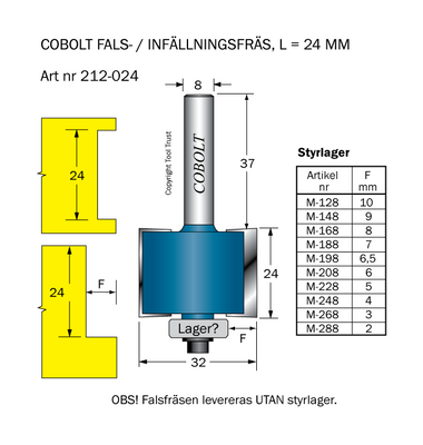 Cobolt Falsfräs L=24 D=32 S=8
