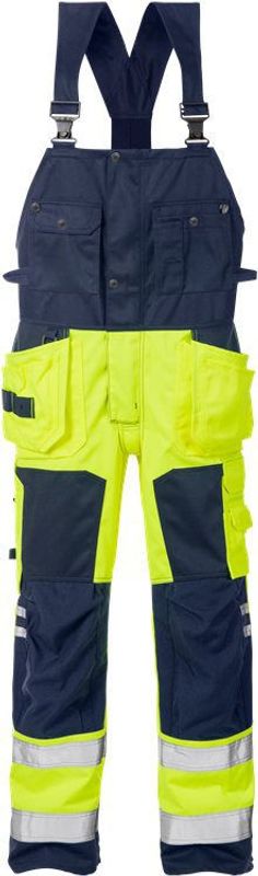 Fristads Varsel Hängslebyxa 1014 PLU, klass 2 Varsel Gul/Marinblå