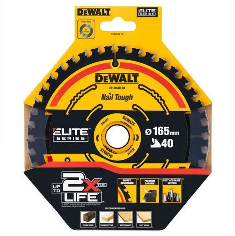 DeWalt DT10640 Sågklinga 165mm 40T för fina snitt i trä ELITE