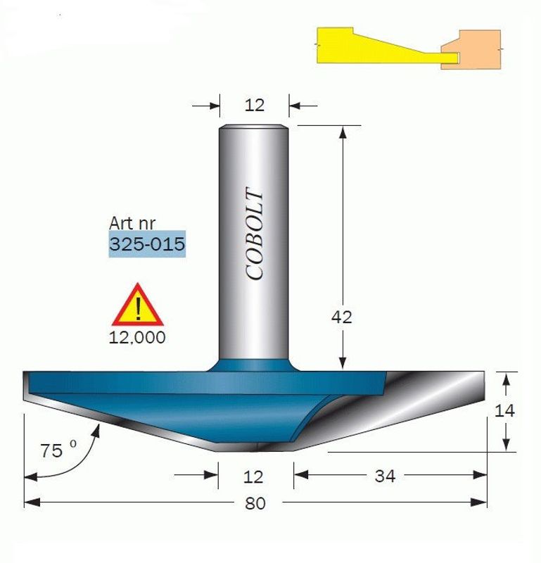 Cobolt Frisfräs D=80 75 grad S=12