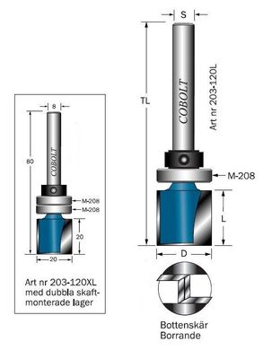 Cobolt Mallfräs D=20, L=20, TL=80
