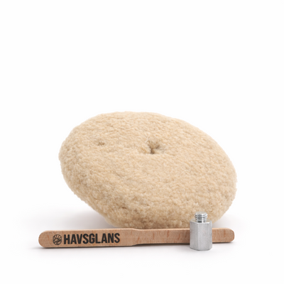 Double-Sided Wool Pad, adapter och Pad Brush i Rotary Wool Pad Kit