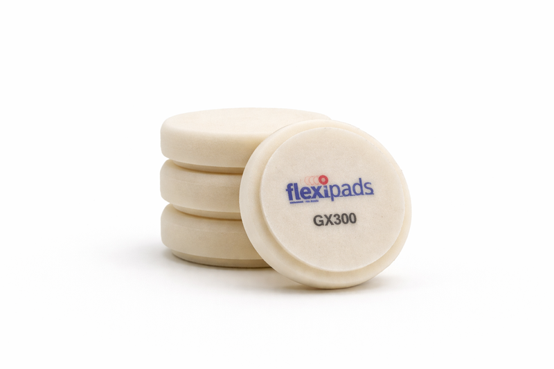 Allround Pad 80 mm – Flexipads, två vita polertrissor