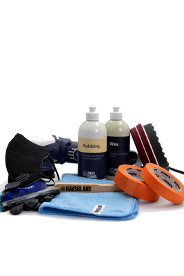 Boat Polishing Kit Deluxe med DA-21 Polisher, Rubbing, Wax, polerlampa, maskeringstejp och polertillbehör