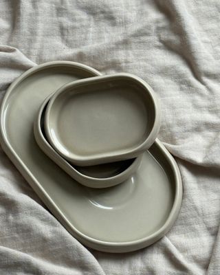Bricard Bondy oval skål beige