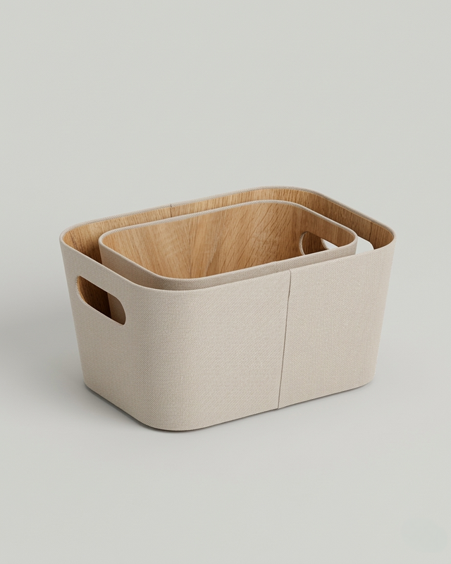 Beige förvaringslåda