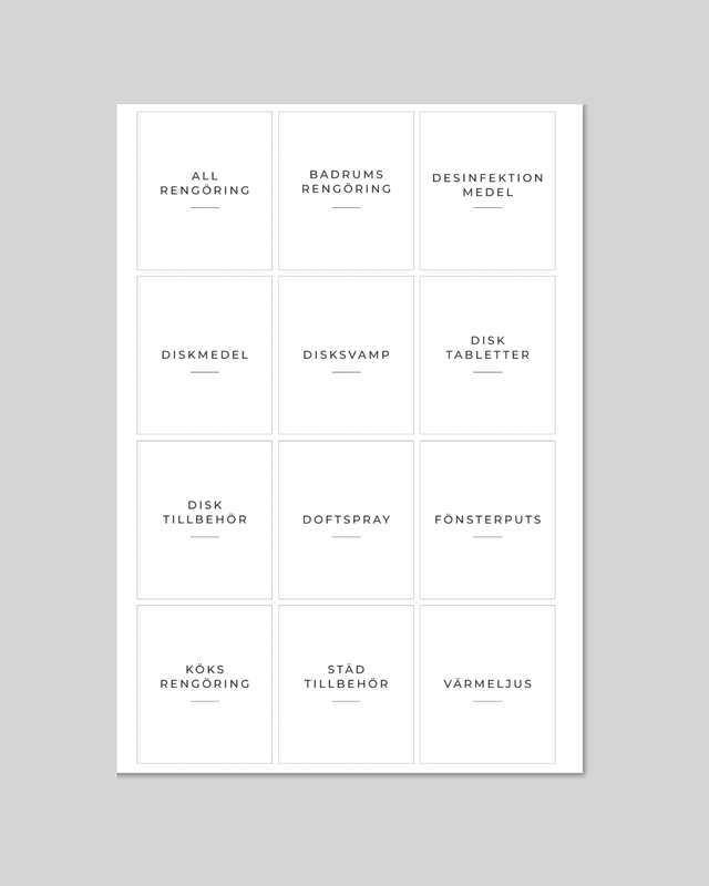Etiketter för städning 12st