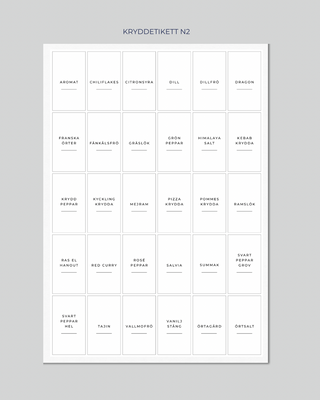 Kryddetiketter för kryddburkar 30st