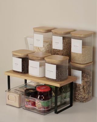 Hylla i metall & bambu