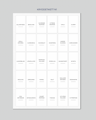 Kryddetiketter för kryddburkar 30st