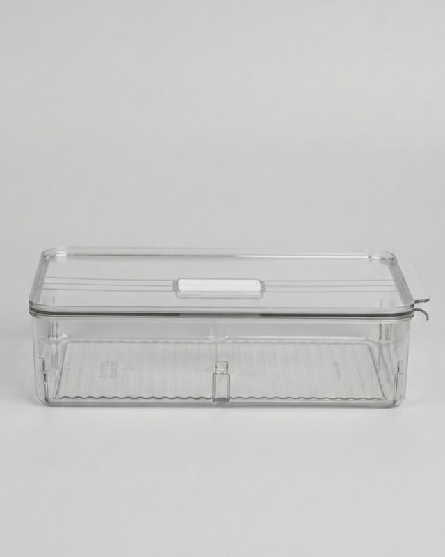 Stapelbar förvaringslåda med ventilationslock