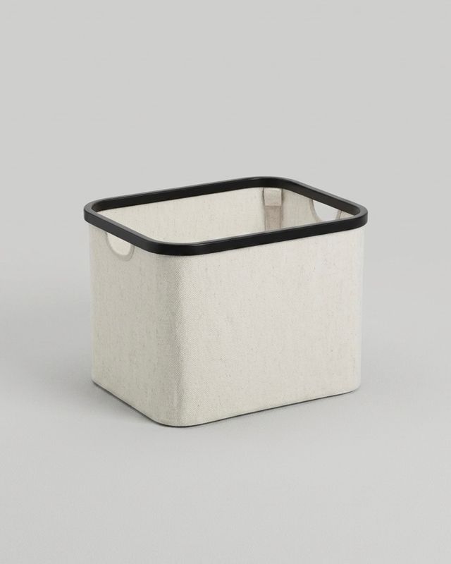 Förvaringskorg i krämvit polyester stor