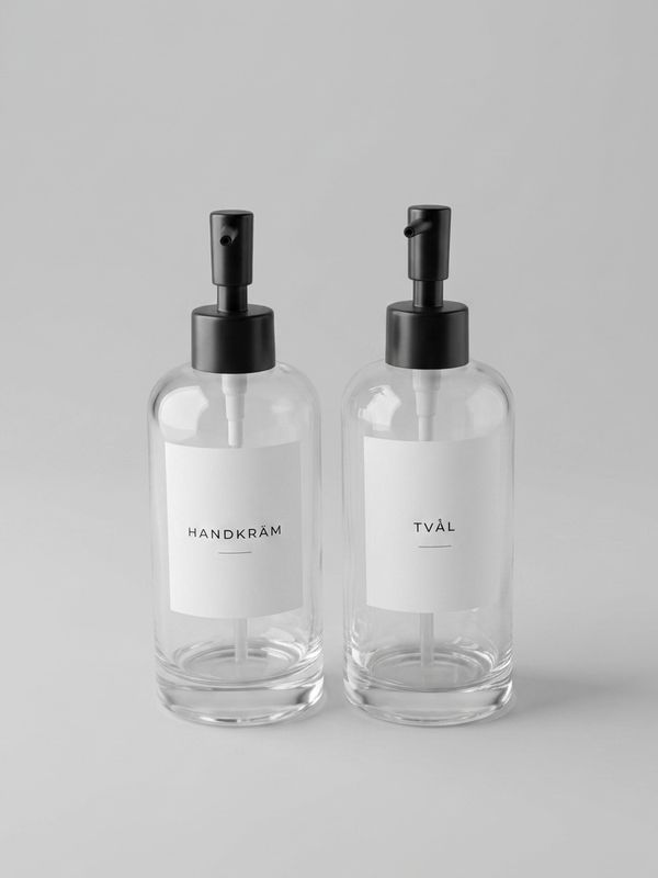 Tvålpump i glas 2-pack med personlig etikett