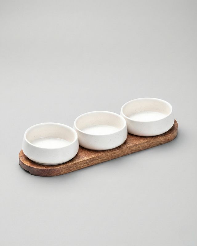 Serveringsskål i stengods 4-delar