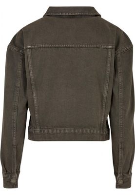 Light Oversized Short Denim Jacket with Metal Buttons