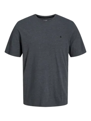 Mörkgrå melerad plus size T-shirt herr med broderi – Jack & Jones