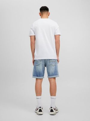 Light blue denim shorts with torns