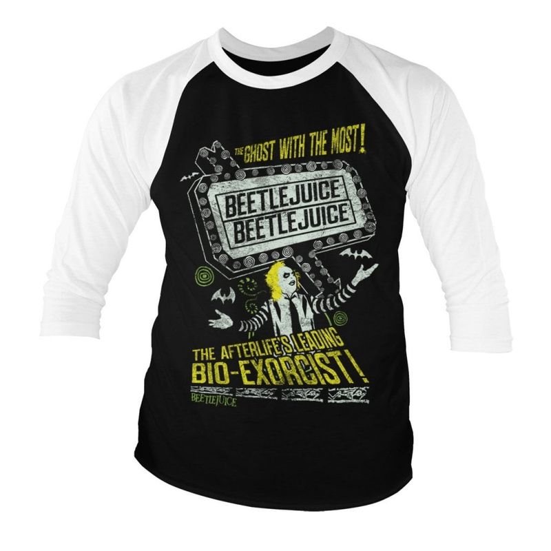 Beetlejuice - The afterlife's leading bio-exorcist baseball 3/4 tee