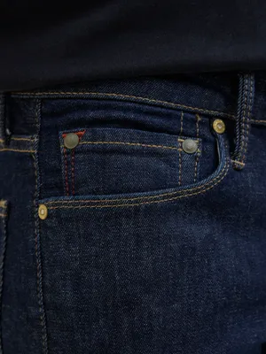 Mörkblå otvättade slim fit jeans - GLENN
