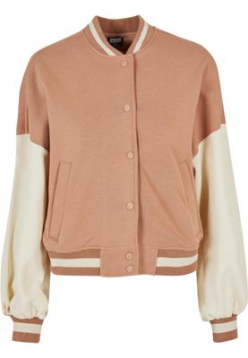 Oversized Two-Tone College Terry Jacket for Women