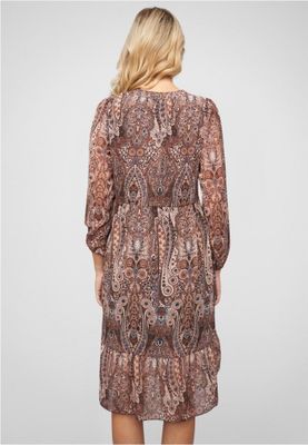 V-neck Dress with button placket and paisley pattern