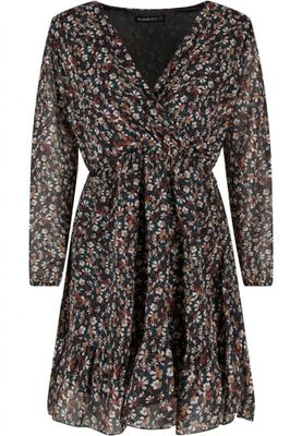 V-neck chiffon dress with floral pattern